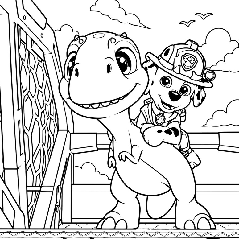 Coloriage à télécharger - Marshall - Pat' Patrouille: Mission Dino