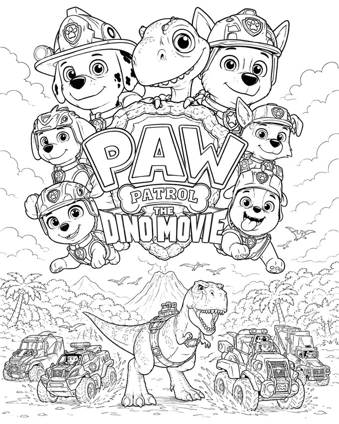 Dessin à colorier - Affiche - Pat' Patrouille: Mission Dino