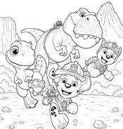 Image à colorier - Courir avec des amis dinosaures - Pat' Patrouille: Mission Dino
