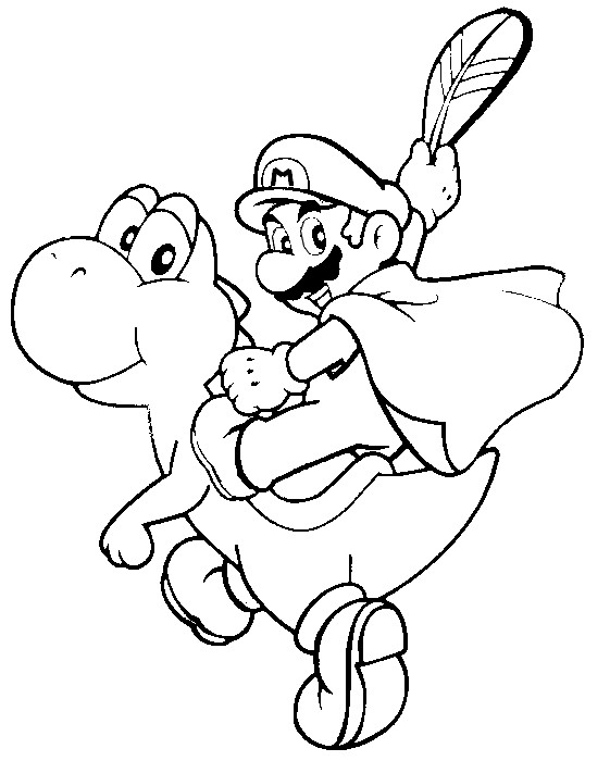 Coloriage Mario et Yoshi