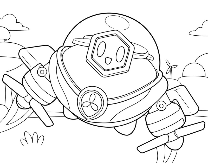 Coloriage gratuit - WALLY ÉNERGISÉ - Brawl Stars - Windstock