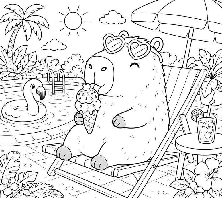 Image to color - Ice - Capybara in summer