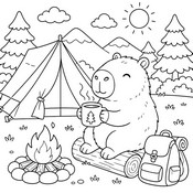 Free coloring page - Camping - Capybara in summer