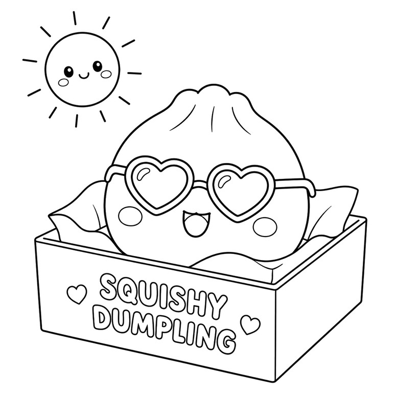 Image à colorier - Lunettes de soleil - Squishy Dumpling - Eté