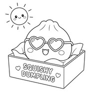 Dessin à colorier - Lunettes de soleil - Squishy Dumpling - Eté