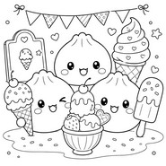 Feuille de coloriage - Glaces - Squishy Dumpling - Eté