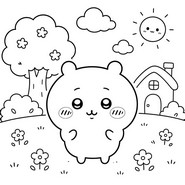Coloriage gratuit - Devant la maison - Chiikawa