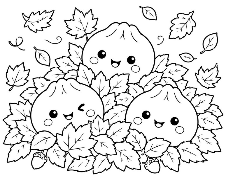 Image to color - Pile of leaves - Squishy Dumpling - Autumn