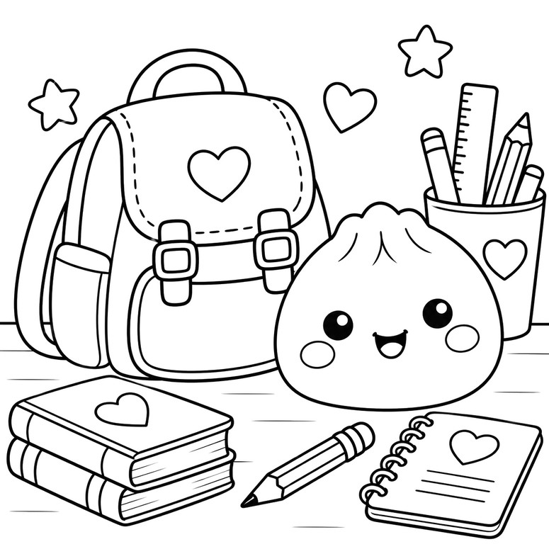 Coloring sheet - Back to school - Squishy Dumpling - Autumn