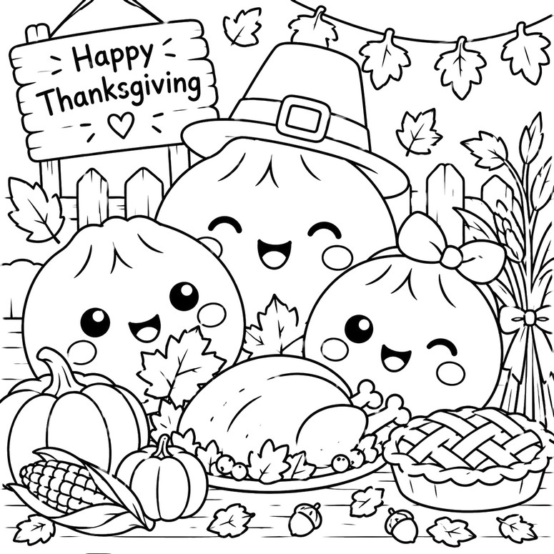 Image to color - Thanksgiving - Squishy Dumpling - Autumn