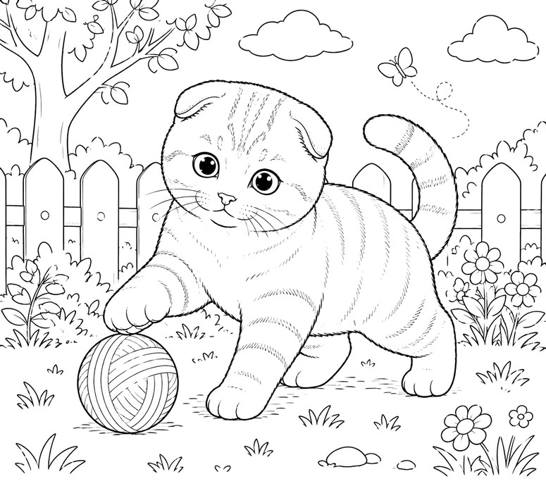 색칠할 그림 - 스코티시 폴드 - 순종 고양이