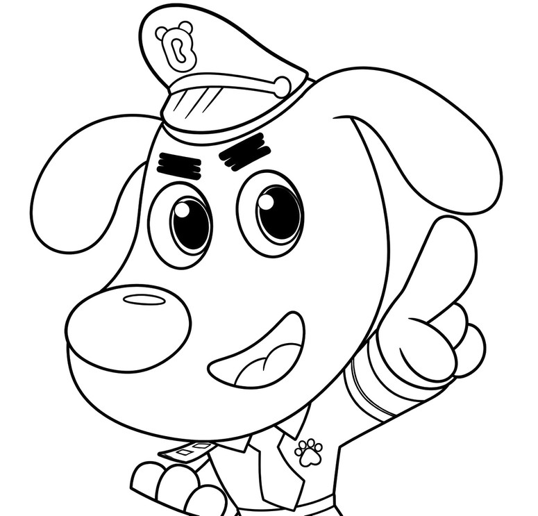 Coloriage gratuit - Le doigt levé - Sheriff Labrador