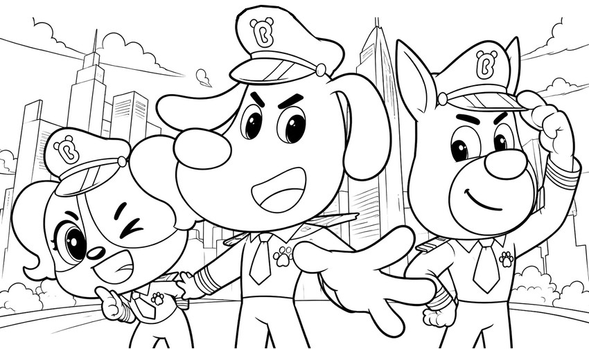 Coloriage - L'équipe - Sheriff Labrador