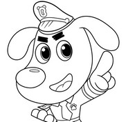 Coloriage à télécharger - Le doigt levé - Sheriff Labrador