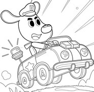 Image à colorier - Au volant de la voiture - Sheriff Labrador