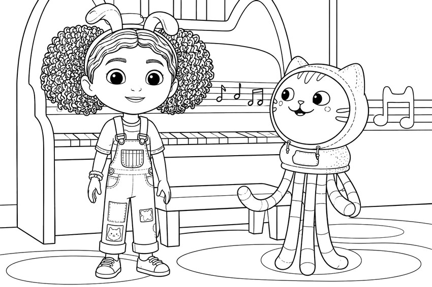 Dibujo para colorear - DJ Catnip - Doozie - La casa de muñecas de Gabby
