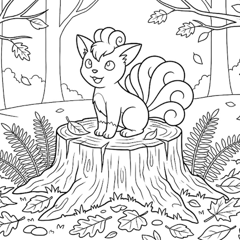 Image to color - Vulpix - Pokémon in the fall