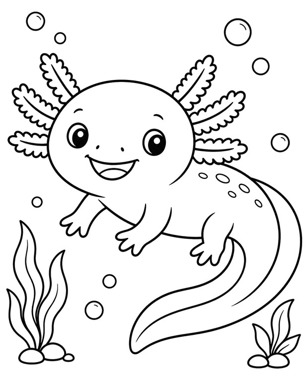 Drawing to color - For kindergarten - Axolotl