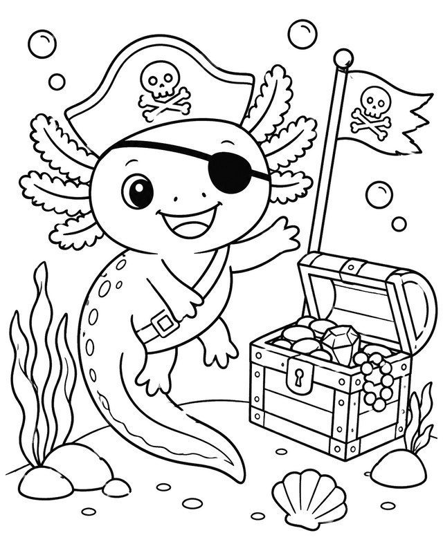 Free coloring page - Pirate - Axolotl