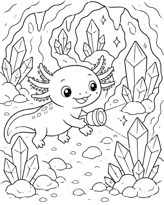 Image to color - The Crystal Cave - Axolotl
