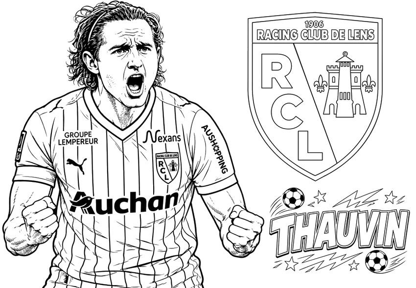 Dessin à colorier - Florian Thauvin - RC Lens