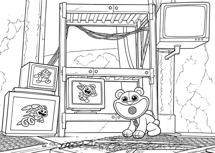 Drawing to color - Bobby BearHug - Escape from Playtime