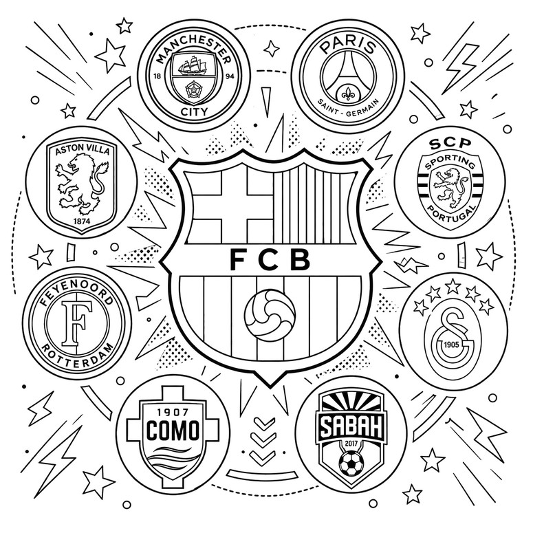 Coloriage gratuit - Adversaires de Barcelone - Ligue des Champions 2027