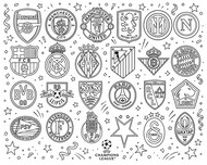 Coloriage gratuit - Les équipes qualifiées - Ligue des Champions 2027