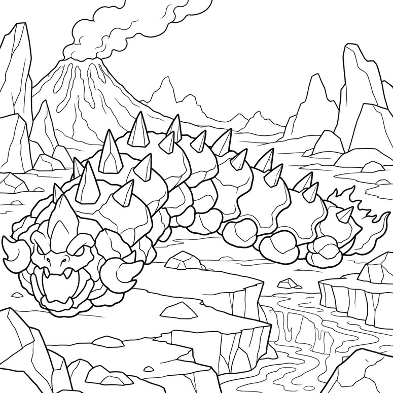 Ausmalbild zum Ausdrucken - Lavasäbelzahntiger - ELDRADOR Creatures - Lavawelt
