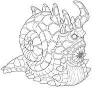 Bild zum Ausmalen - Lavaschnecke - ELDRADOR Creatures - Lavawelt