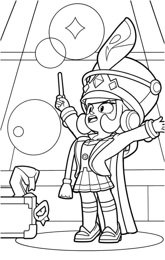 Stáhnutelná omalovánka - Drum Major Najia - Brawl Stars - Royal Academy