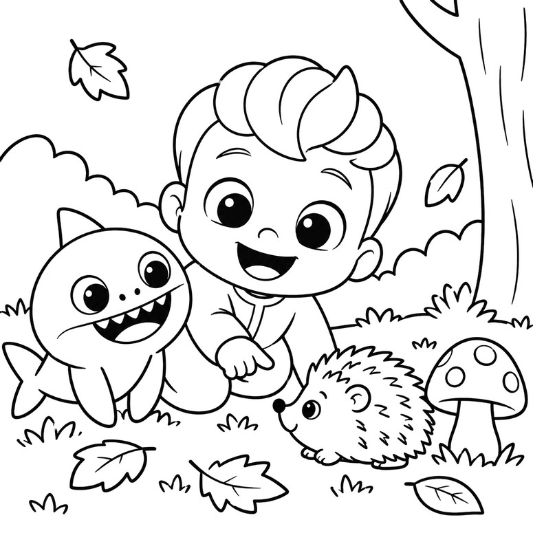 Image to color - The hedgehog - Bebefinn - Autumn