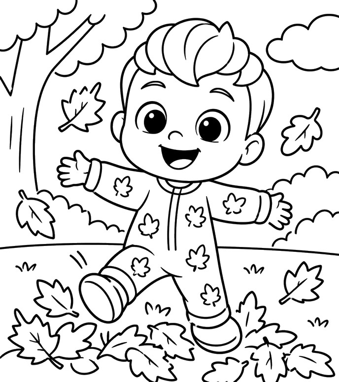 Coloring sheet - The leaves - Bebefinn - Autumn