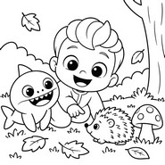 Drawing to color - The hedgehog - Bebefinn - Autumn
