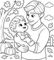 Free coloring page - With dad - Bebefinn - Autumn