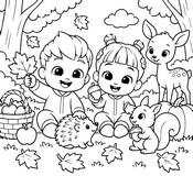 Coloring sheet - With Minjee - Bebefinn - Autumn