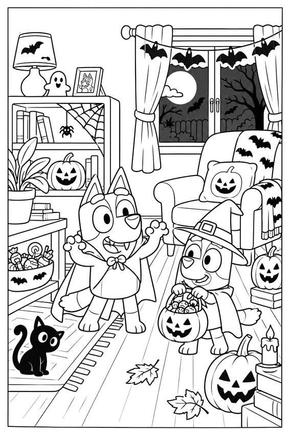 Coloriage à imprimer - Halloween - Bluey - Automne