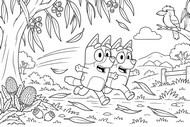 Coloriage gratuit - Automne australien - Bluey - Automne