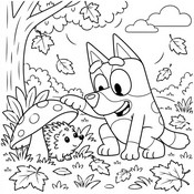 Image à colorier - Le hérisson - Bluey - Automne