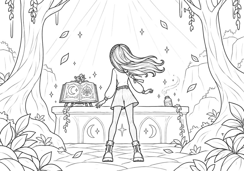 Coloring sheet - Billie in the forest - Hexed