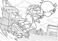 Downloadable coloring - skateboard race - Detective Conan: Fallen Angel of the Highway