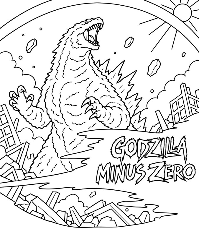 Coloring sheet - In the destroyed city - Godzilla Minus Zero