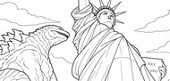 Coloring sheet - The Statue of Liberty - Godzilla Minus Zero