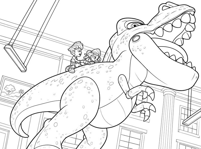 Hoja para colorear - El dinosaurio gigante - Superthings: La película
