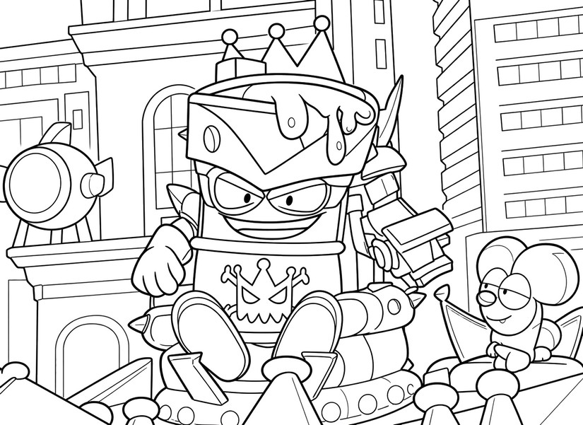 Dibujo descargable - El rey villano - Superthings: La película