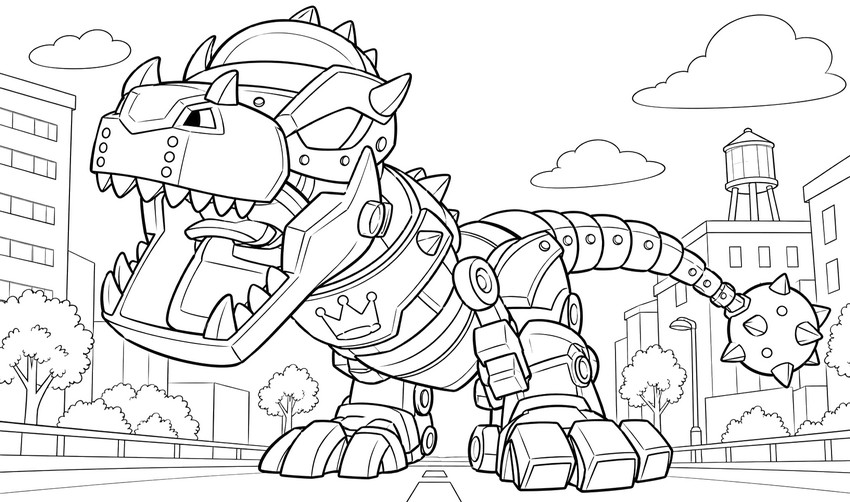 Dibujo para colorear - El dinosaurio robot - Superthings: La película