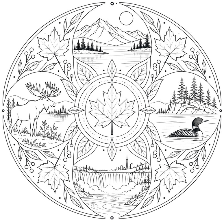 Ladattava värityskuva - Kanadassa - Syksy ympäri maailmaa