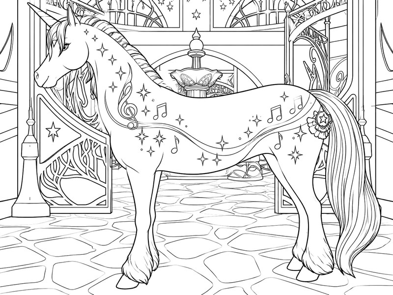 Coloring sheet - Musical notes - Unicorn Academy : Island of Magic