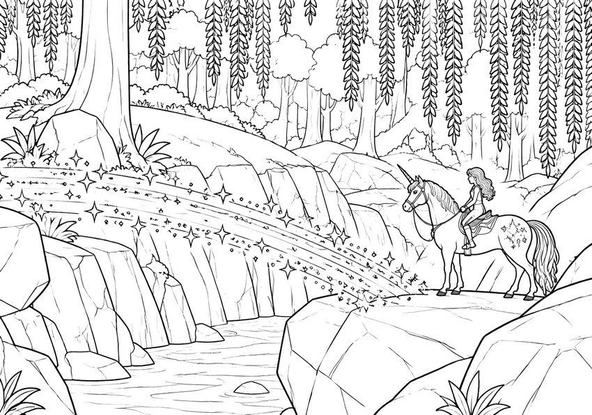 Printable coloring - The magic bridge - Unicorn Academy : Island of Magic