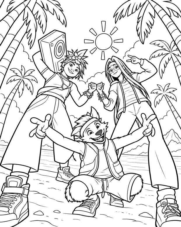 Drawing to color - Jo, Raissa and Raww - Forgotten Island